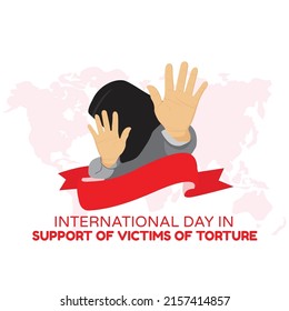 International Day in Support of Victims of Torture vector. Tied hands vector. Silhouette handcuffed hands vector. Abused people icon. International Day in Support of Victims of Torture Poster, June 26