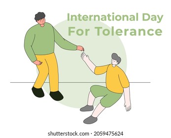 International Day of Tolerance, the concept of helping each other and being patient with different backgrounds, people shaking hands to help without making a differenc