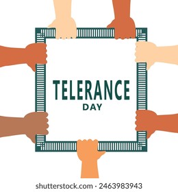 International day for tolerance concept with multi cultural hands of different skin color