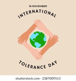 International Day for Tolerance. International Day of Tolerance holiday card. November 16 graphic poster. Flat design style banner. Royalty free vector illustration.