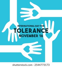 International Day for Tolerance. November 16. Blue background. Flat design vector. Eps 10.