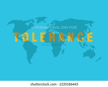 International Day of Tolerance. November 16.Template for background, banner, card, poster on blue blackground