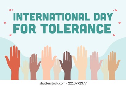 International day for Tolerance is observed every year on November 16, to generate public awareness on the dangers of intolerance. Vector illustration. Template for background.