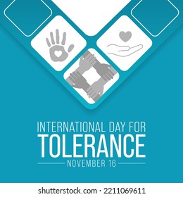 International day for Tolerance is observed every year on November 16, to generate public awareness of the dangers of intolerance. vector illustration