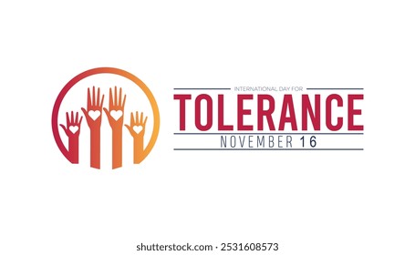 International Day for Tolerance is observed every year on November. People Awareness concept. background, placard, banner template Vector illustration design.