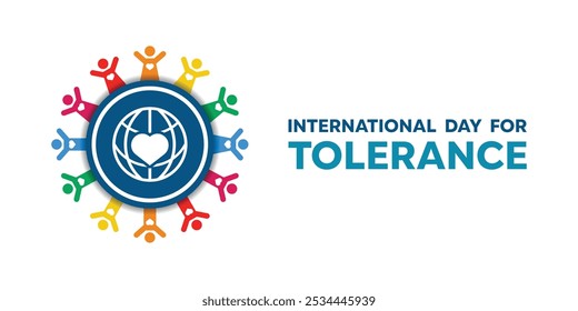 International Day For Tolerance. People, earth and heart. Great for cards, banners, posters, social media and more. White background. 