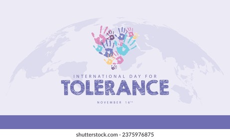 International day for tolerance. Vector illustration of stack of heart shaped palms. Suitable for banners, web, social media, greeting cards etc