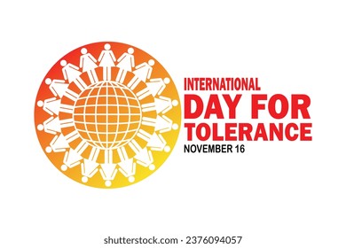 Internationaler Tag der Toleranz Vektorgrafik. 16. November. Urlaubskonzept. Vorlage für Hintergrund, Banner, Karte, Poster mit Texteinschrift. 