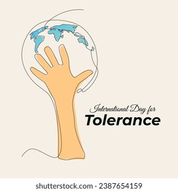 International Day for Tolerance vector, illustration. November 16. Han drawn globe and hand concept.