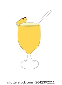 International Day of the Tropics. Abstract Pina Colada cocktail   continuous single line art hand drawing sketch logo. Hand made vector not Al.
