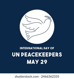 International Day of UN Peacekeepers. May 29. Flat design vector. Flying bird icon. Eps 10.