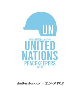 International day of United Nations Peacekeepers. May 22. United Nations Helmet icon on white background. Poster or banner.