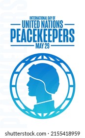 International Day of United Nations Peacekeepers. May 29. Holiday concept. Template for background, banner, card, poster with text inscription. Vector EPS10 illustration