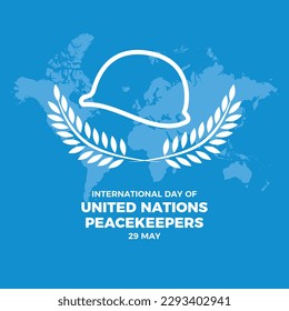 International Day of United Nations Peacekeepers vector illustration. Blue military helmet and peace laurel wreath icon vector. Blue army helmet design element. 29 May. Important day