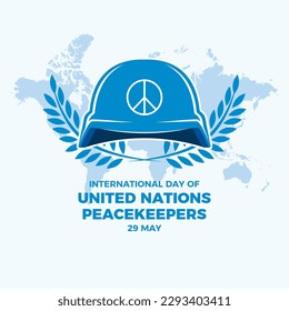 International Day of United Nations Peacekeepers vector illustration. Blue military helmet and symbol of peace icon vector. Blue army helmet design element. 29 May. Important day