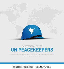 dia internacional das forças de paz das nações unidas cartaz criativo, faixa, cartão postal, fundo, pano de fundo, modelo, postagem em mídias sociais, cartão saudações, banner da web, design de capa etc.