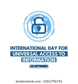 International day for universal Access to information, 28th September. Aesthetic Iconic and typography Design