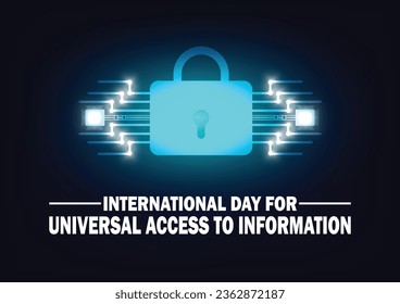 Día Internacional para el Acceso Universal a la Información. Concepto de vacaciones. Plantilla para fondo, banner, tarjeta, afiche con inscripción de texto. Ilustración del vector