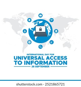 Dia Internacional do Acesso Universal à Informação (IDUAI), 28 de setembro, cartão de saudação, modelo de mídia social, modelo editável, banner, post, design de panfleto.