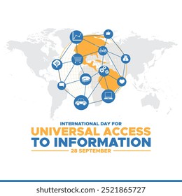 Dia Internacional do Acesso Universal à Informação (IDUAI), 28 de setembro, cartão de saudação, modelo de mídia social, modelo editável, banner, post, design de panfleto.