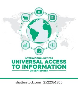 Dia Internacional do Acesso Universal à Informação (IDUAI), 28 de setembro, cartão de saudação, modelo de mídia social, modelo editável, banner, post, design de panfleto.