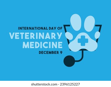 International Day of Veterinary medicine. December 9. Blue background. Eps 10.