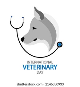 International day of veterinary medicine dog and stethoscope, vector art illustration.