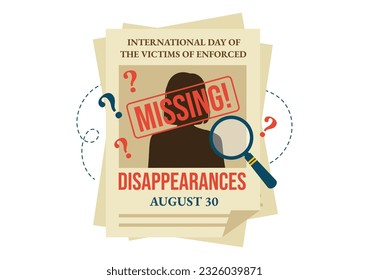 International Day of the Victims of Enforced Disappearances Vector Illustration on August 30 with Missing Person or Lost People Templates