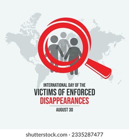 International Day of the Victims of Enforced Disappearances vector illustration. Figures with magnifying glass vector. Searching for missing persons icon. Lost people symbol. August 30 each year