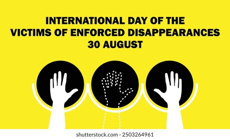 International Day of the Victims of Enforced Disappearances vector banner design with geometric shapes and vibrant colors on a horizontal background.