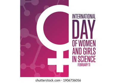 International Day of Women and Girls in Science. February 11. Holiday concept. Template for background, banner, card, poster with text inscription. Vector EPS10 illustration