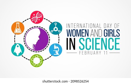 International day of Women and Girls in science is observed every year on February 11, The day recognizes the critical role women and girls play in science and technology. Vector illustration - Shutterstock ID 2098526254