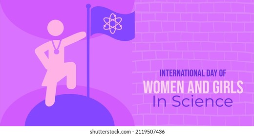 International Day of Women and Girls in Science - February 11. flat design for social media, poster, banner.