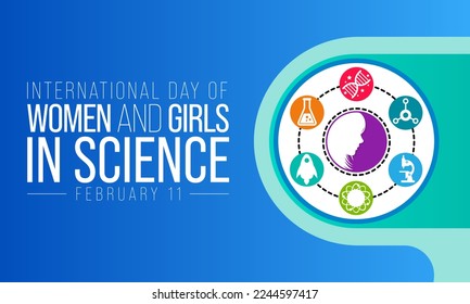 International day of Women and Girls in science is observed every year on February 11, The day recognizes the critical role women and girls play in science and technology. Vector illustration
