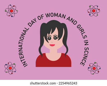 International day of women and girls in science. Vector illustration.