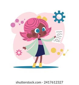 International day of women and girls in science. Cartoon Vector illustration Design for poster, Banner, campaign and greeting card. February 11.