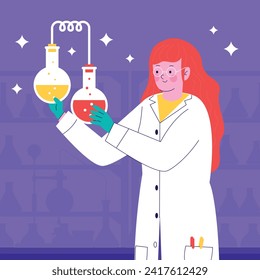 International day of women and girls in science. Cartoon Vector illustration Design for poster, Banner, campaign and greeting card. February 11.