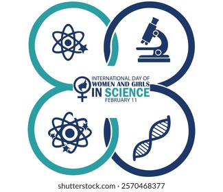  International day of women and Girls in science observed every year on February 11. banner, flyer, poster and social medial template design.