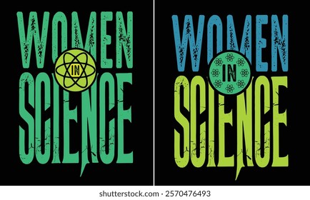 international day of women and girls in science  design for t-shirt, bags, mugs, stickers, banner, poster, icon, logo etc. Fully Editable Print Ready Template - Vector.