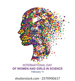 International day of Women and Girls in science. February 11, Vector illustration concept