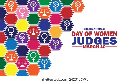 International Day of Women Judges Vector Template Design Illustration. March 10. Suitable for greeting card, poster and banner