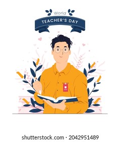 International day of world teachers day concept illustration