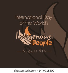 International Day of the World's Indigenous People text Vector Design with brown background