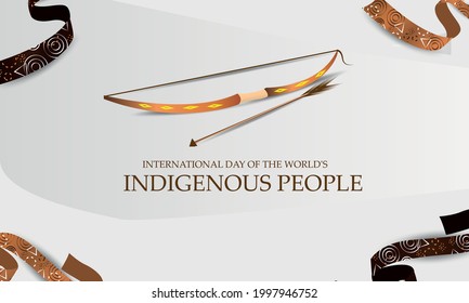 International Day Of The World's Indigenous People. August 9. National Patterns, Ribbons, Feathers. Realistic Vector