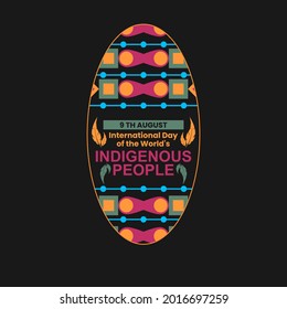 International Day of the World's Indigenous People oval. Happy. greeting card. logo design