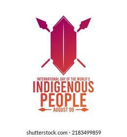 International day of the world's indigenous people. Shield and crossed spears icon. Poster or banner. Flat design vector illustration. August 09.
