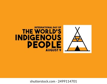 International Day of The World's Indigenous People. August 9. Orange background. Eps 10.
