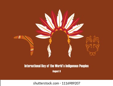 International Day of the World's Indigenous Peoples vector. Symbols of indigenous people. Indian headband icon. Important day