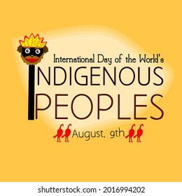 International day of the worlds indigenous peoples with ethnic mask and painting.