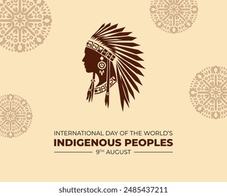 International Day of the World's Indigenous Peoples. 9 August. Holiday concept . Template for background with banner, poster and card. Vector illustration. Flat Design.